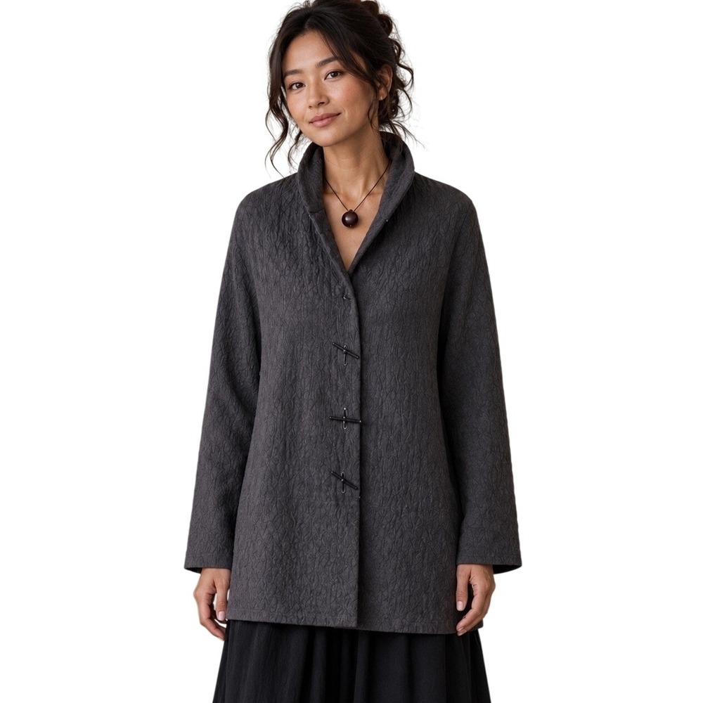 Moonlight Y S Fashion Gray Textured Jacket Tunic  Lagenlook Asian Large